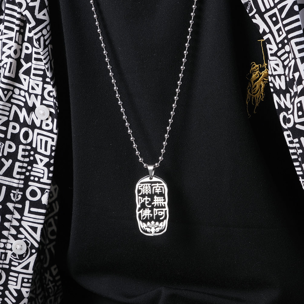 Ethnic Style Anituo Buddha Necklace Keychain for Men
