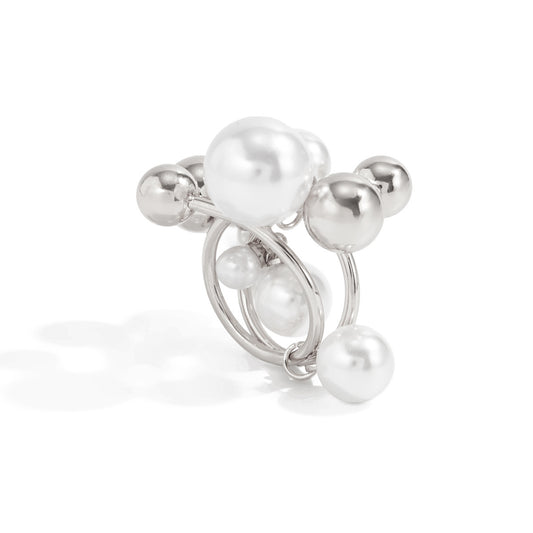 Planderful Vienna Verve Imitation Pearl Ring For Women Retro Bead Geometric Handmade Statement Jewelry
