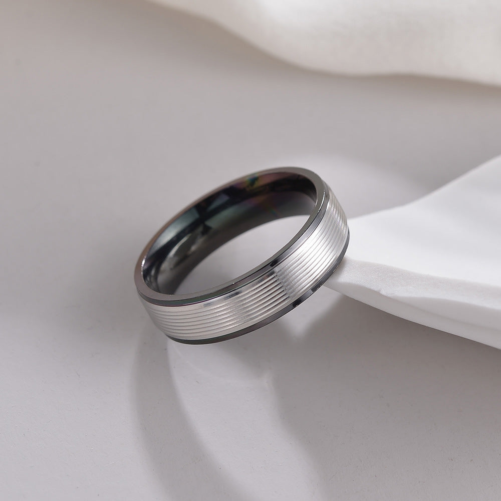 Multi-color Thread Titanium Steel Men's Ring - Durable and Stylish Jewelry for Men