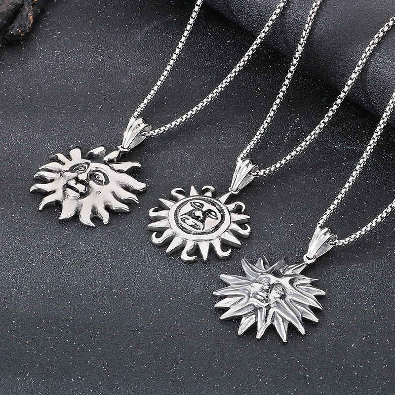 Planderful Sun God Pendant Stainless Steel Men Necklace