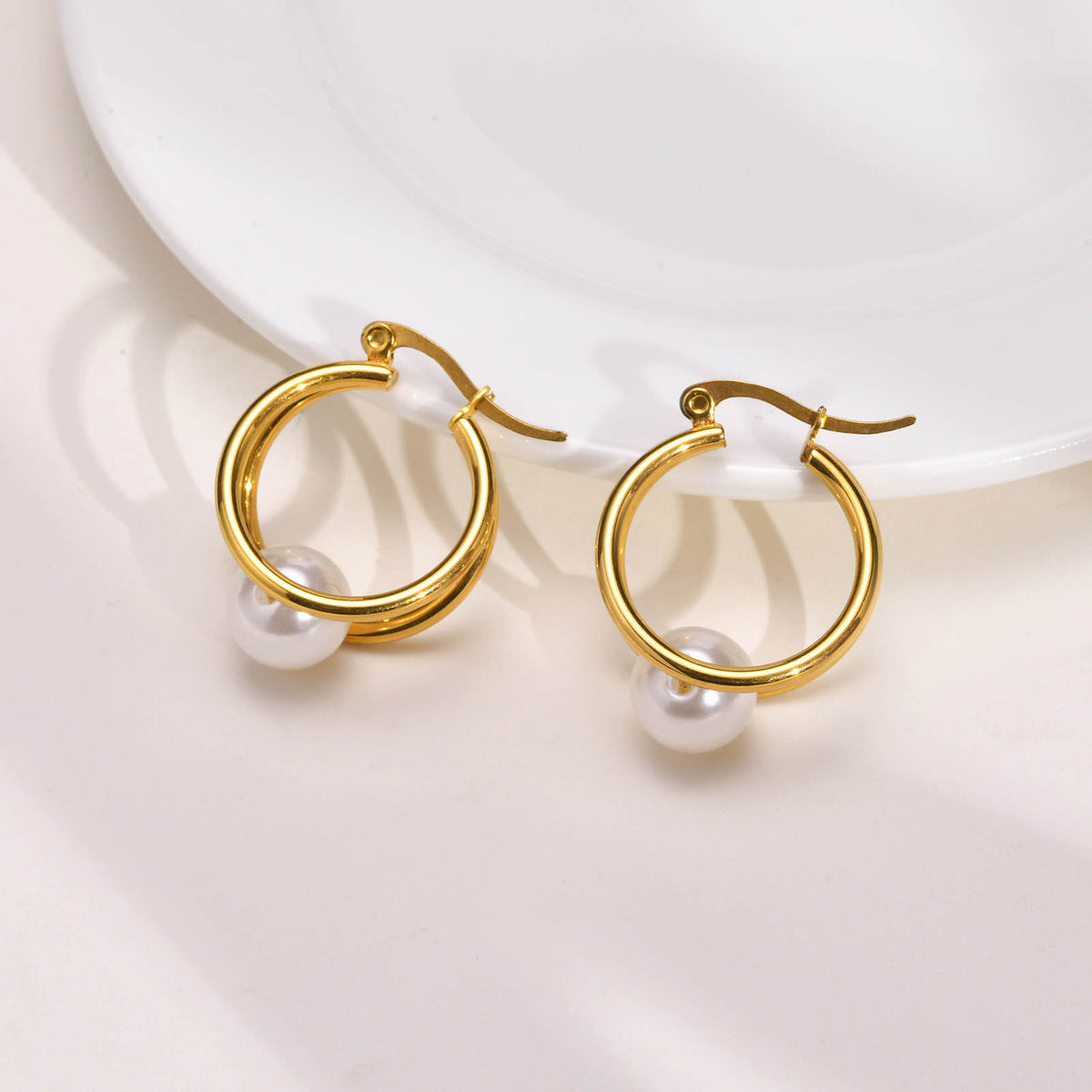 Stainless Steel Pearl Earrings