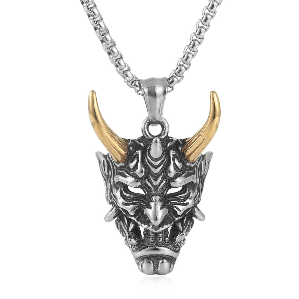 European And American Stainless Steel Cow Ghost Mask Pendant