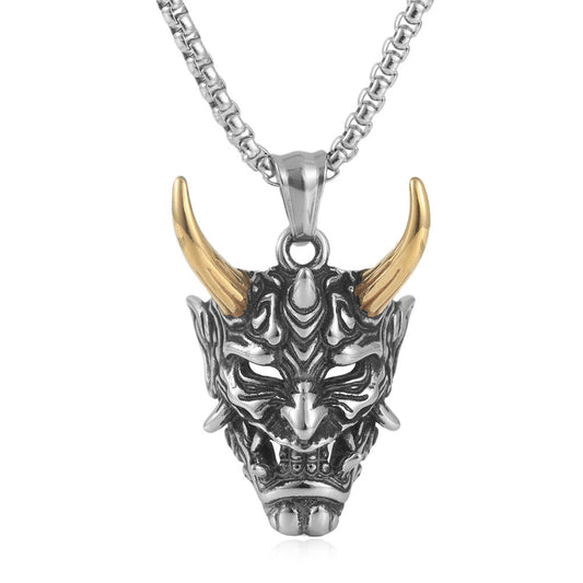European And American Stainless Steel Cow Ghost Mask Pendant