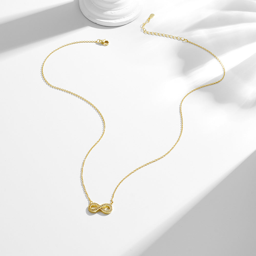 Planderful S925 Sterling Silver Infinity Necklace With Micro Zircon Inlaid For Women