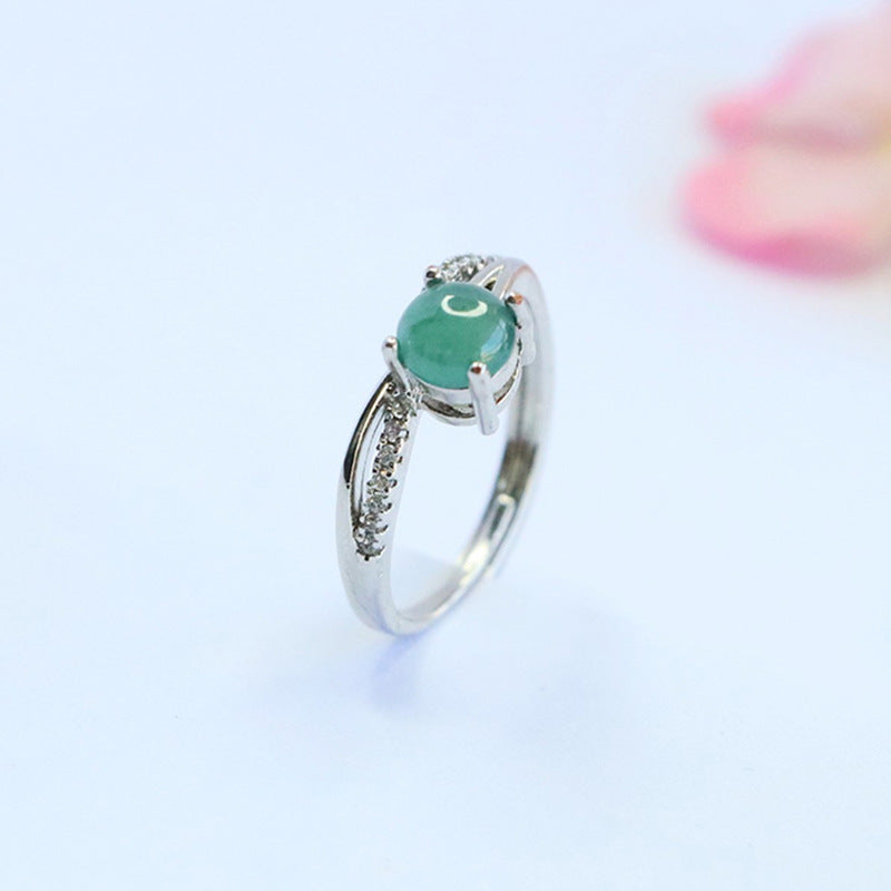 Blue Water Jadeite Double-Hoop 6 mm Ring