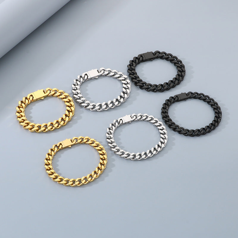 Titanium Steel Cuban Chain Men's Bracelet Polished Four-Sided Grinding Hand Available