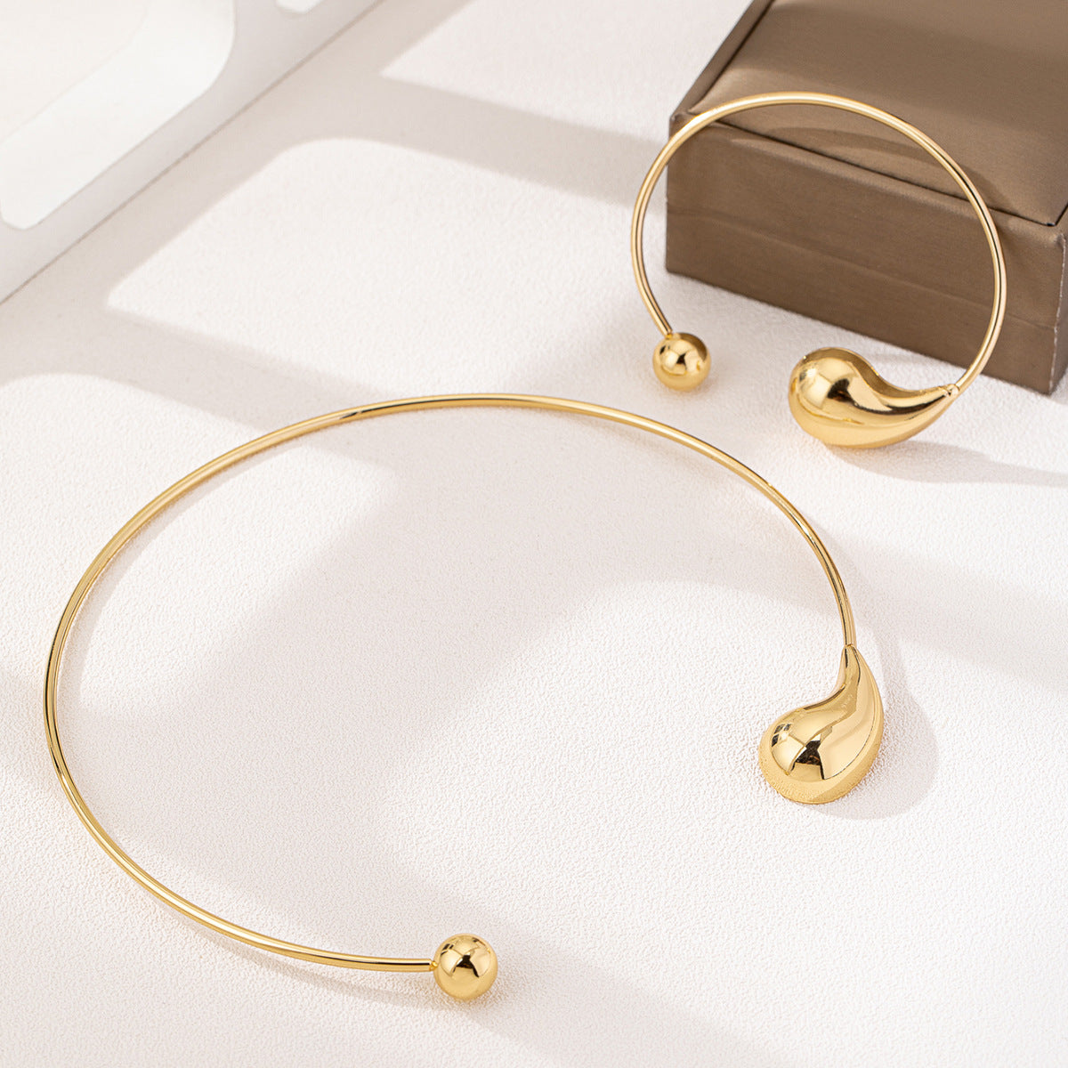 Planderful Water Drop Minimalist Collar Bracelet Set Women