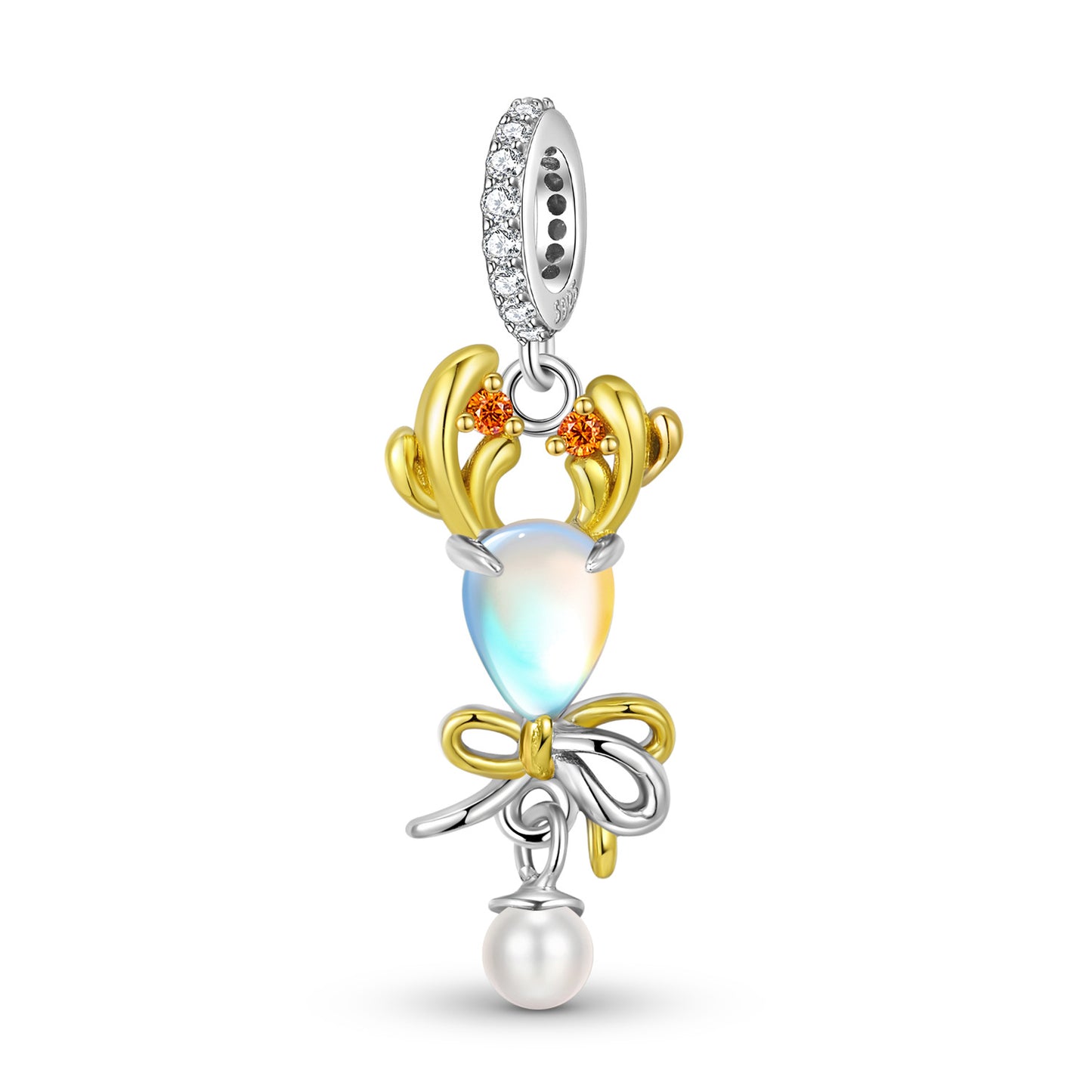 Planderful Everyday Genie Antler Bow Pendant – Elegant Moonstone Jewelry Accessory