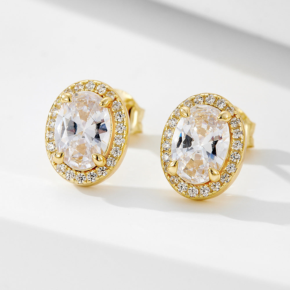 S925 Sterling Silver Fashion Versatile Zircon Stud Earrings