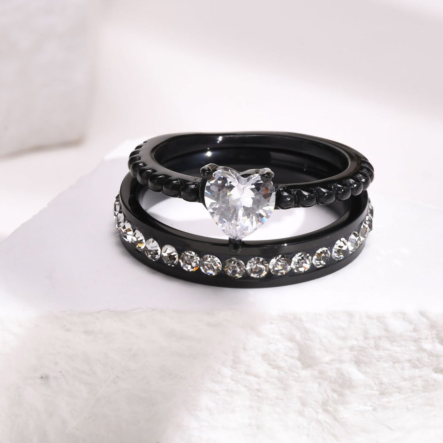 Cross-Border Jewelry Titanium Steel Women's Stacked Ring