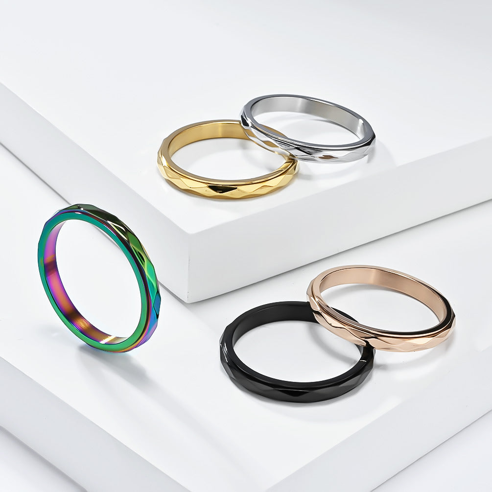 Steel Ring – Minimalist Geometric Rotating Rhombus