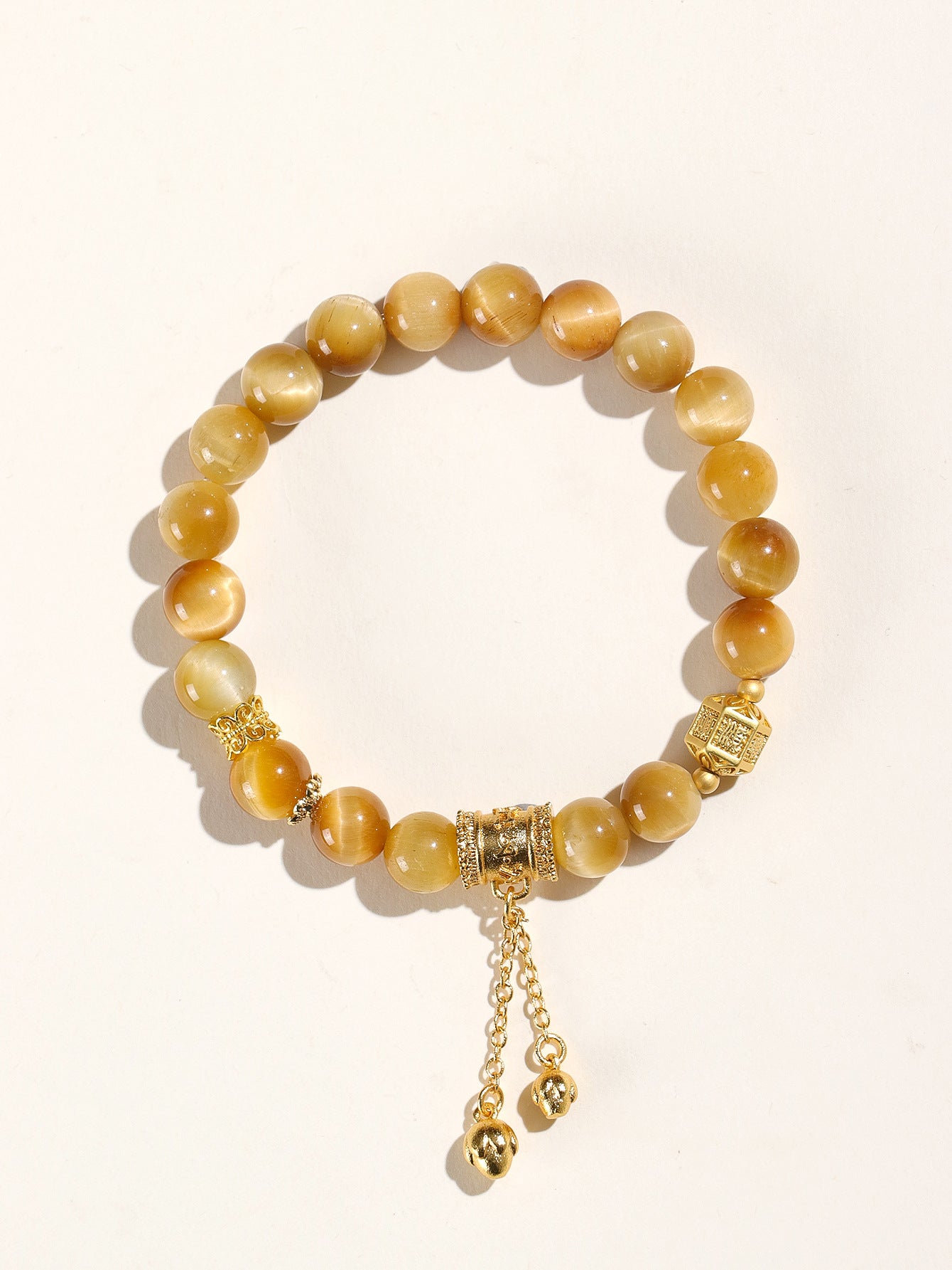 Planderful Fortune's Favor Bracelet – Elegant 8Mm Gold Tiger Eye Beads