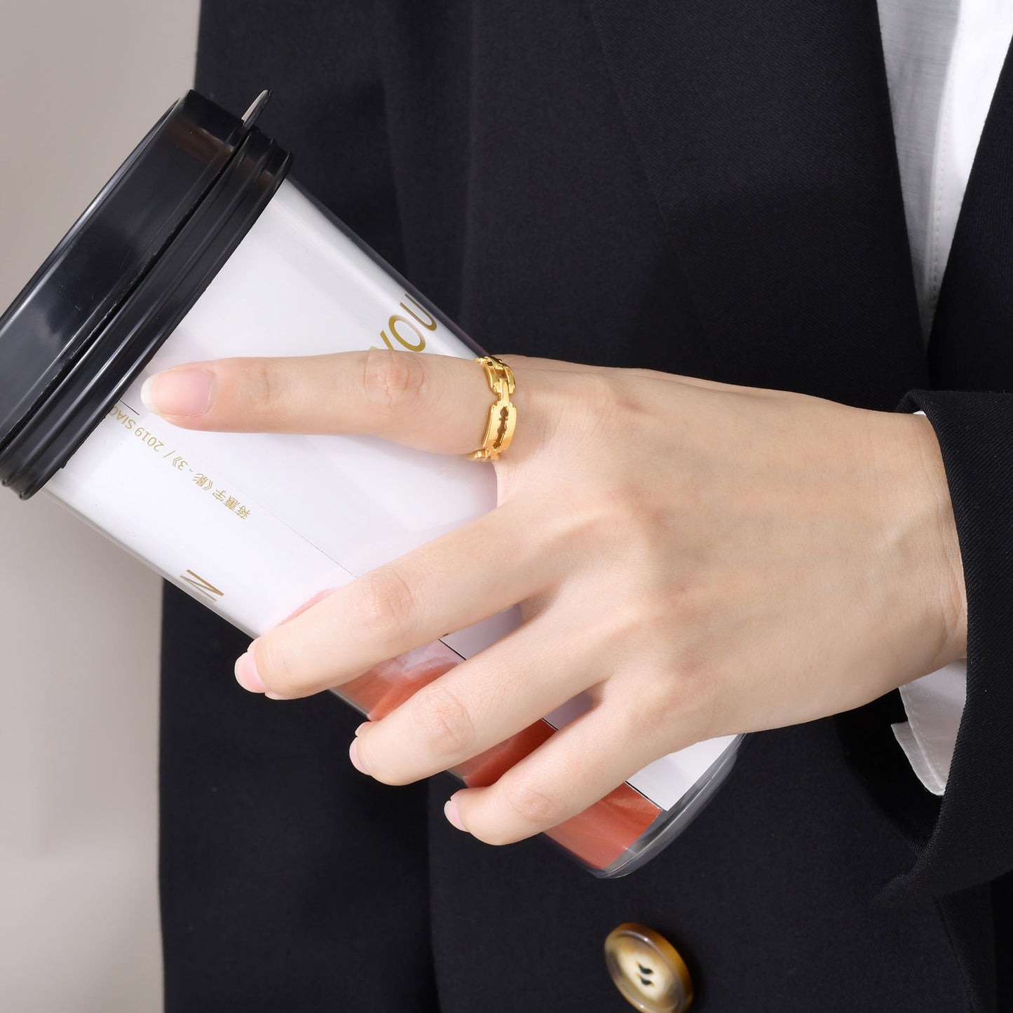 Stainless Steel Blade Personalized Chain Ring Female Jewelry