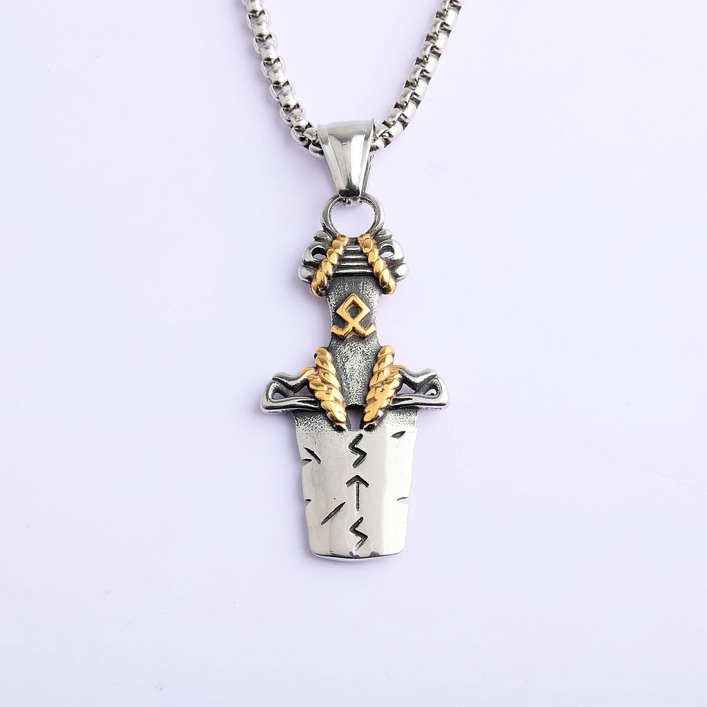 Viking Dagger Stainless Steel Pendant Necklace