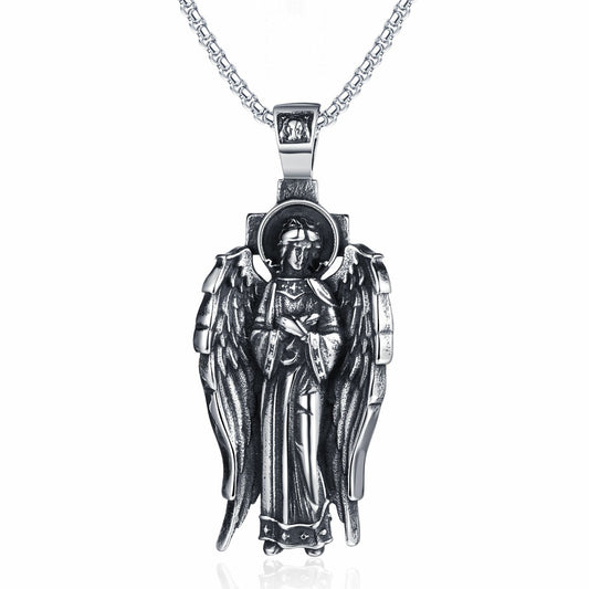 Steel Necklace – Vintage Angel Wing Pendant For Everyday Wear, Gift Idea By Planderful