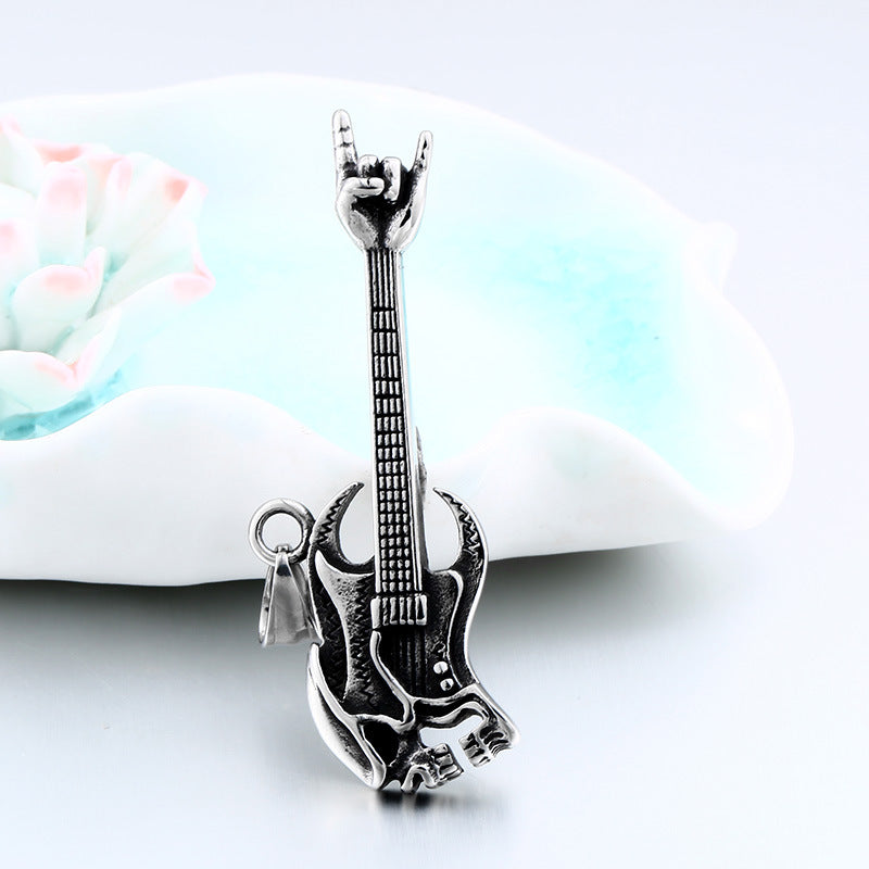 Punk Skull Gesture Pendant: Heavy Metal Retro Men's Statement Jewelry