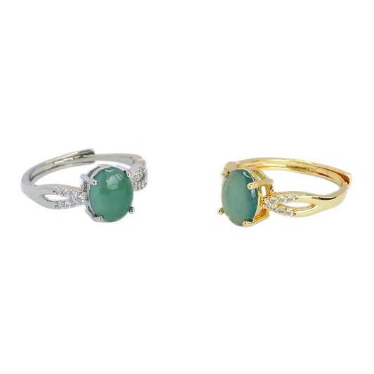 Blue Water Jadeite Double-Hoop 8*10 mm Ring