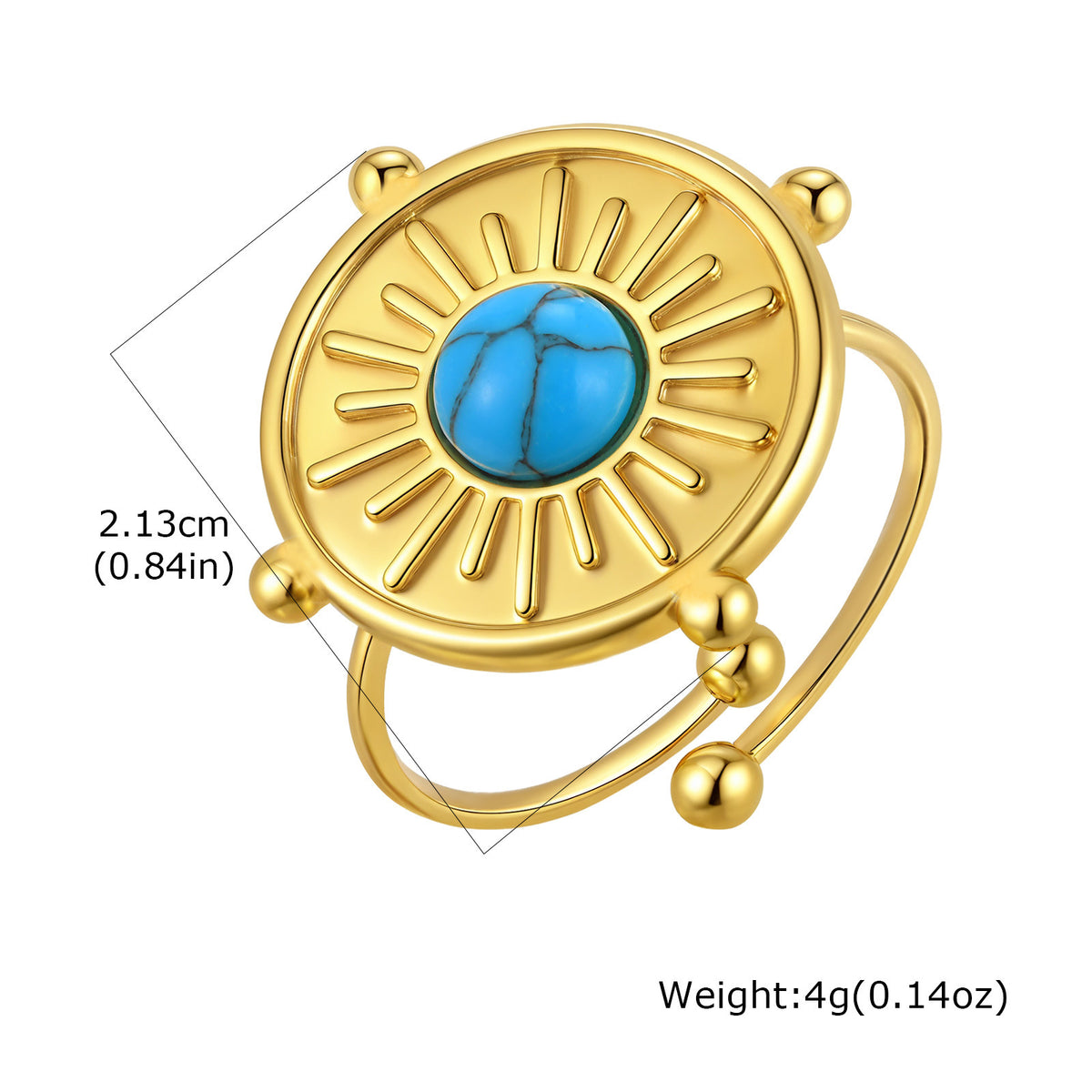 Stainless Steel Geometry Oval Fan Natural Stone Eyes Novelty Design Open Ring