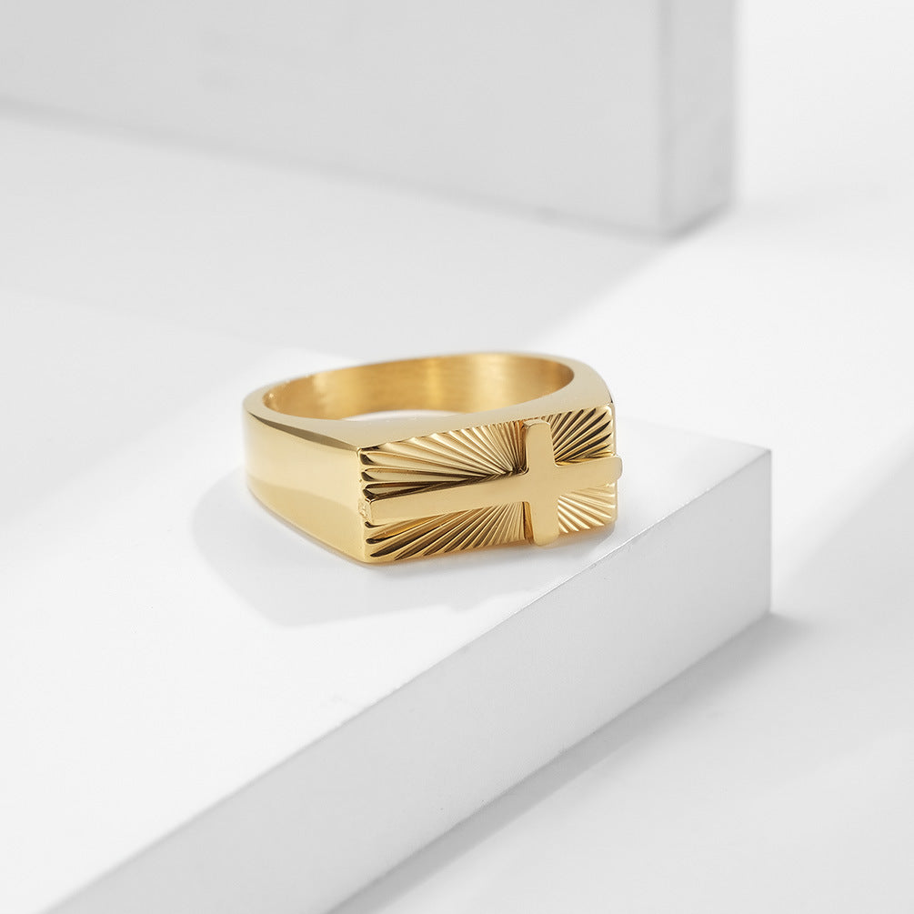 Steel Ring – Statement Cross Ring For Men