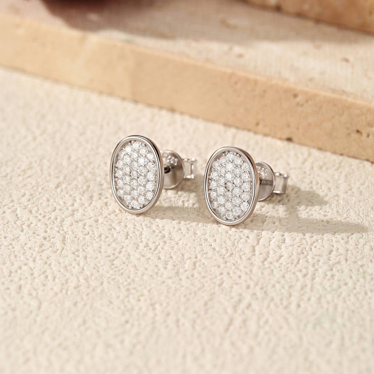925 Sterling Silver Button Moissanite Earrings