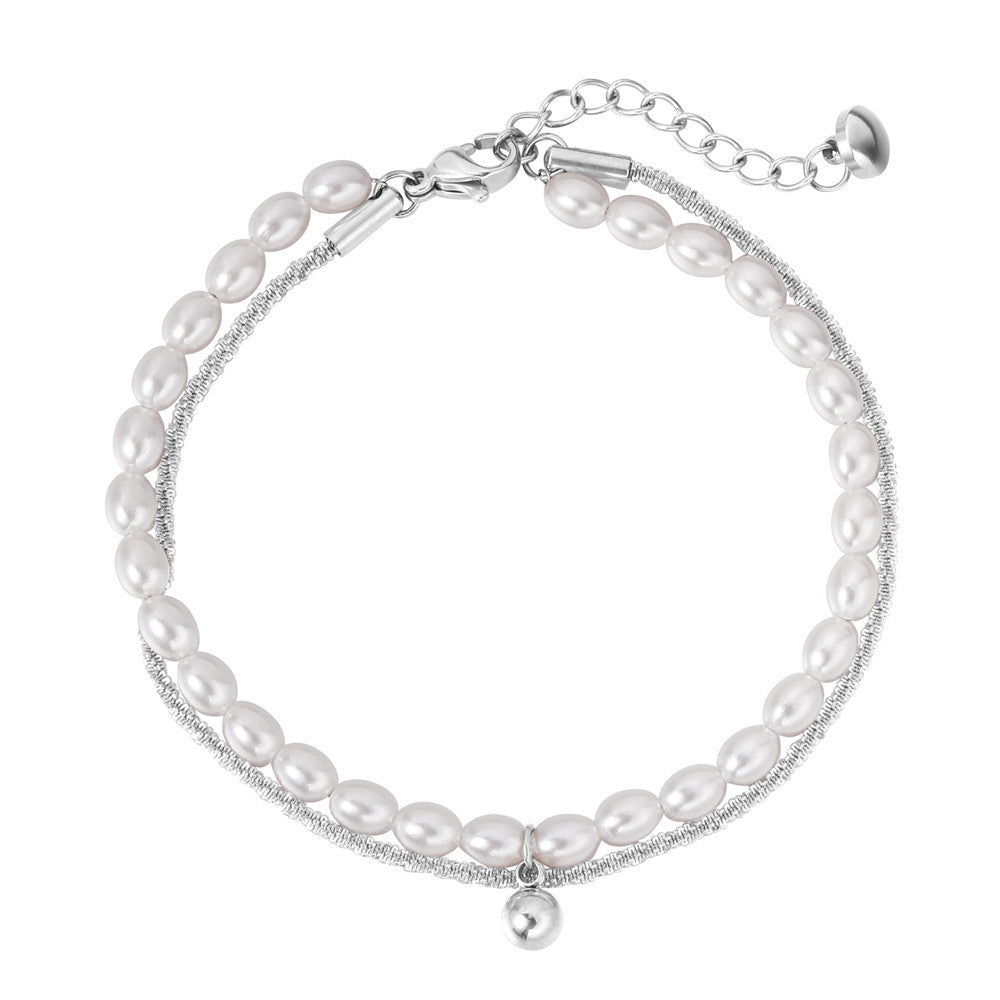 Pearl Double Layer Bracelet For Women By Planderful Elegant Everyday Genie Statement Jewelry