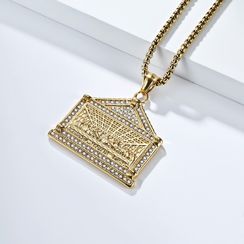 Planderful Hip Hop Necklace For Men Stainless Steel Zircon Pendant Everyday Genie Collection