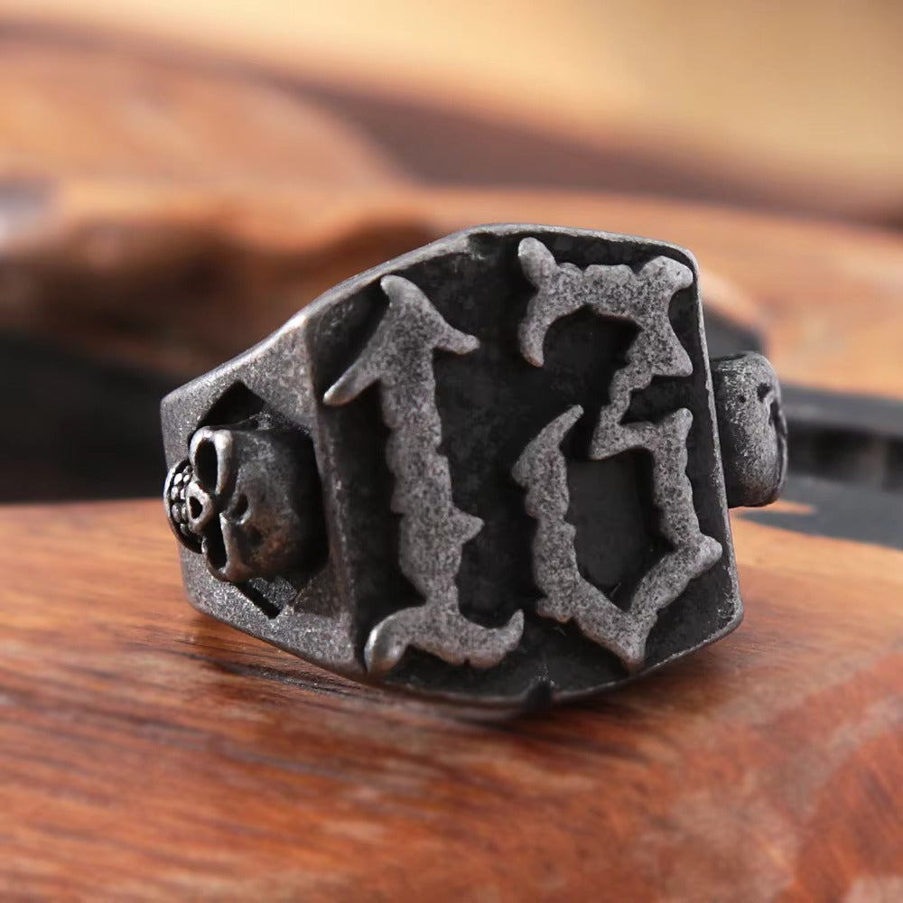 Vintage Number Stainless Steel Men's Ring