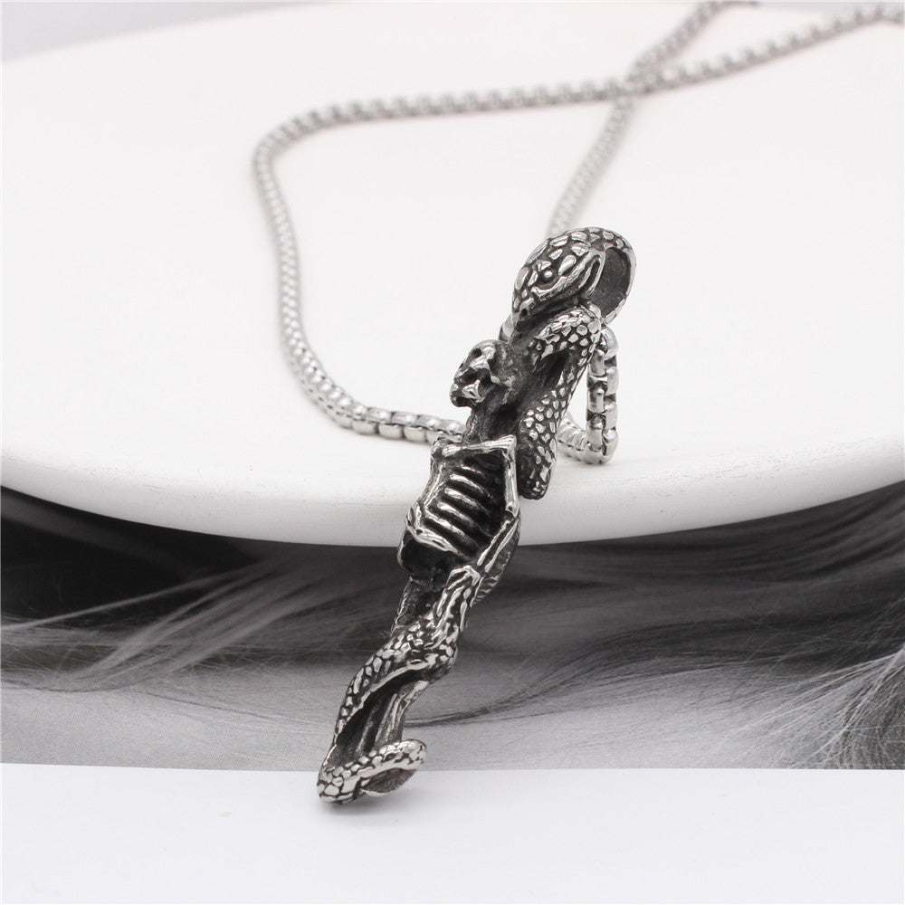 Snake Skull Titanium Steel Pendant Necklace