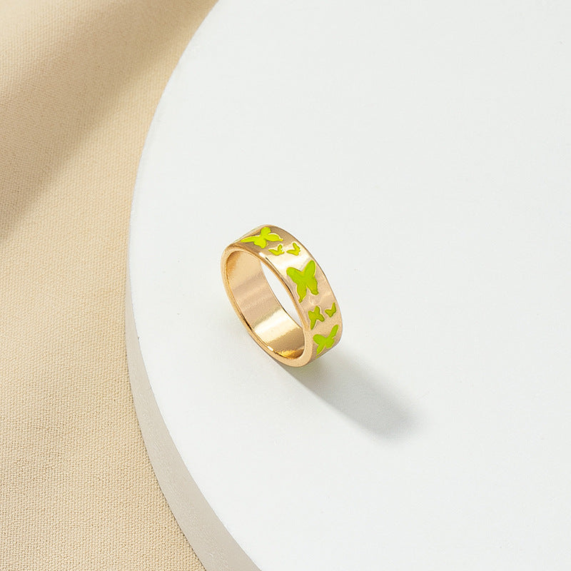 Blue Moon Dripping Oil Ring - Unique Female Design, Trendy and Fashionable