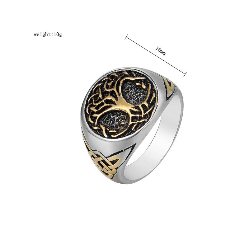 Viking Tree Of Life Ring Titanium Steel Unisex Durable Protection Planderful For Men And Women