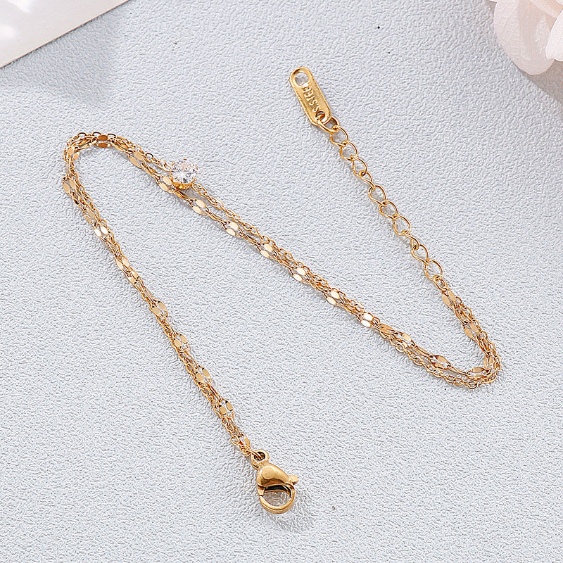 Double-Layer Stainless Steel Women's Bracelet – Commuting Zircon For Girlfriend