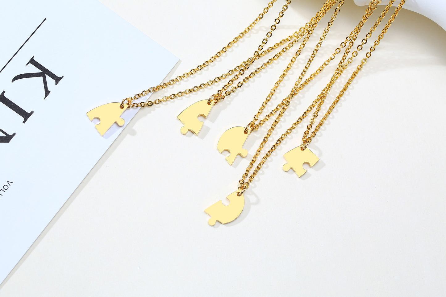 European and American Graduation Friendship Necklace Women's Stainless Steel Love Puzzle Pendant