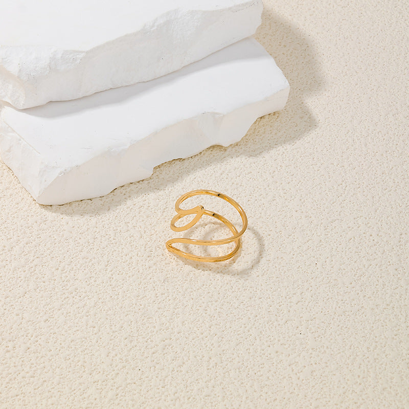 Vienna Verve Collection: Elegant Handcrafted Metal Tornado Women's Ring in Double-Layer Design