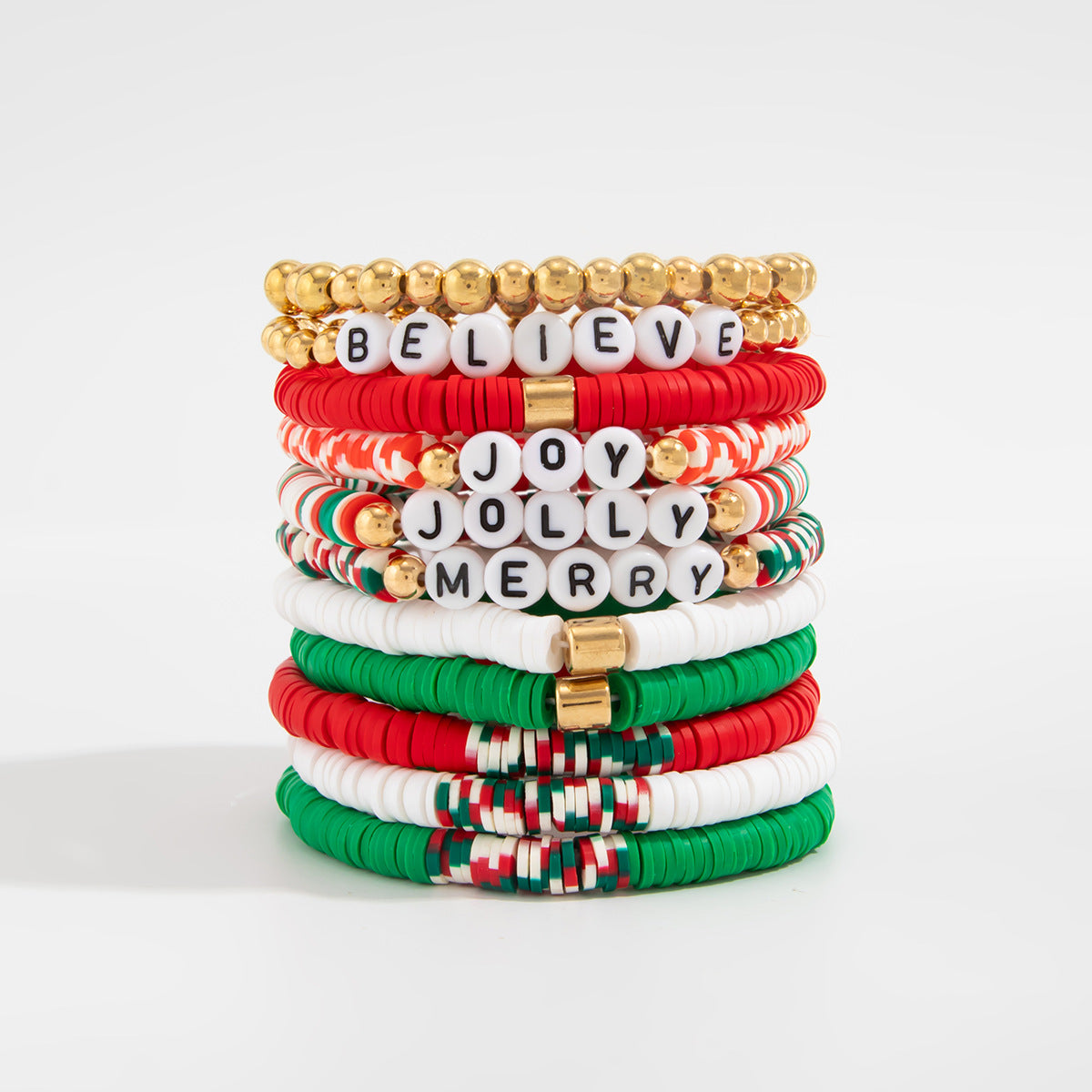 Planderful Collection Vienna Verve Elastic Beaded Christmas Bracelet For Women Gift For Her Festive Statement Jewelry