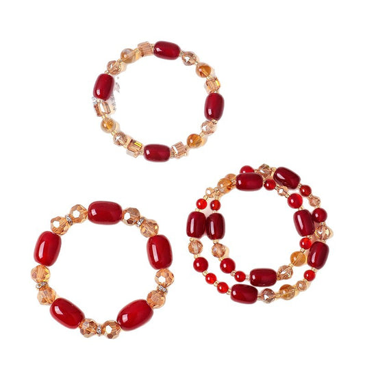 Agate Crystal Barrel Bead Bracelet
