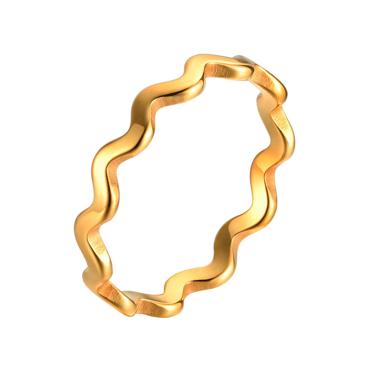 Stainless Steel Gold Wave Ring Titanium Steel Ring Couple Ring