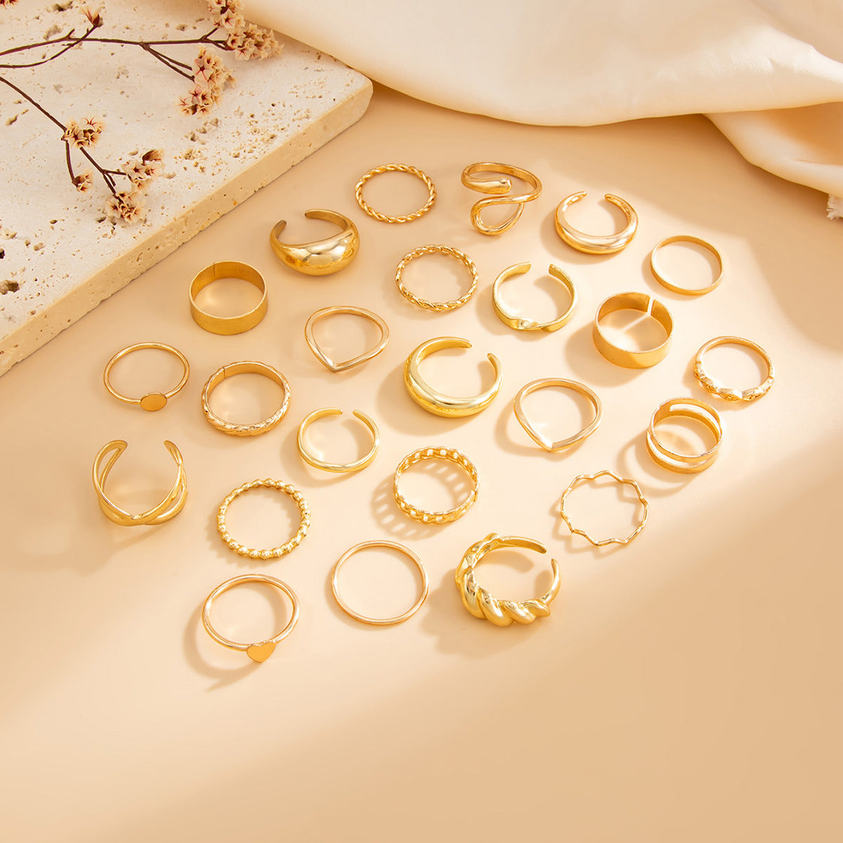 Planderful Vienna Verve Open Ring Set For Women Irregular Smooth Band With Statement Jewelry