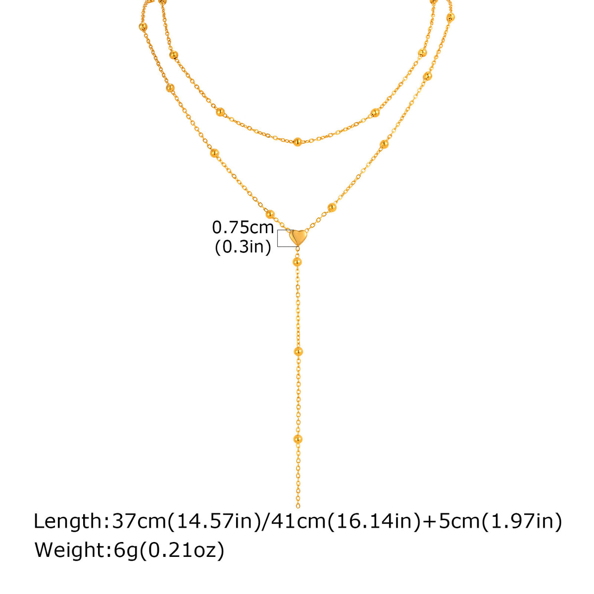 Bead Chain Tassel Double-Layer Stainless Steel Necklace Unisex