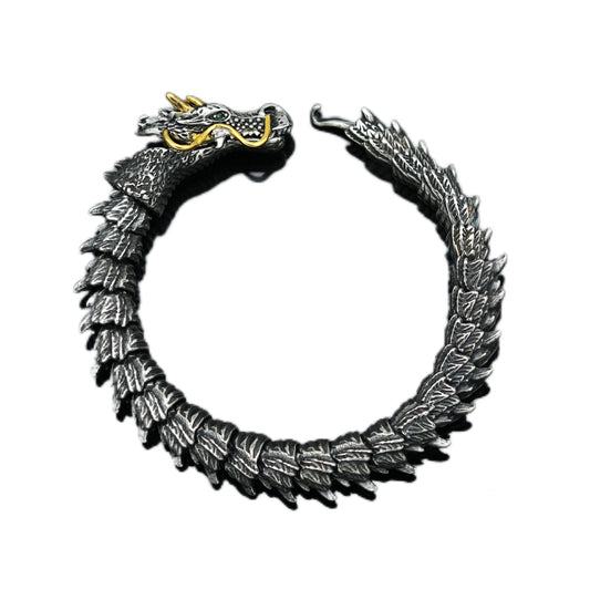 Planderful Zodiac Dragon Bracelet Unisex Retro Domineering Titanium Steel Design Bold Durable Gift