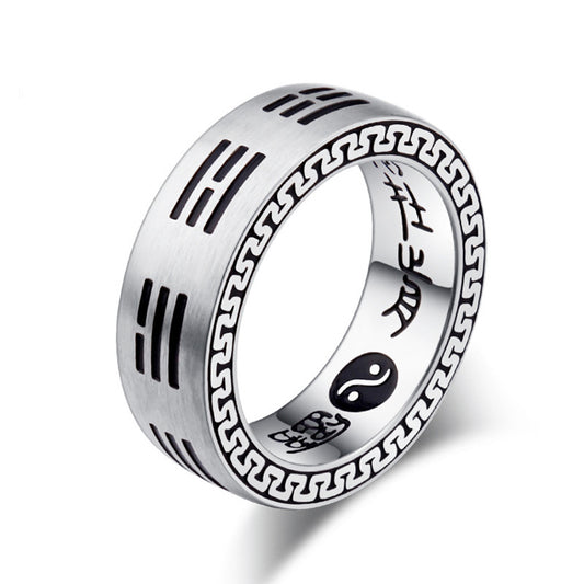 New Retro Titanium Steel Nine-Character Mantra Ring for Men