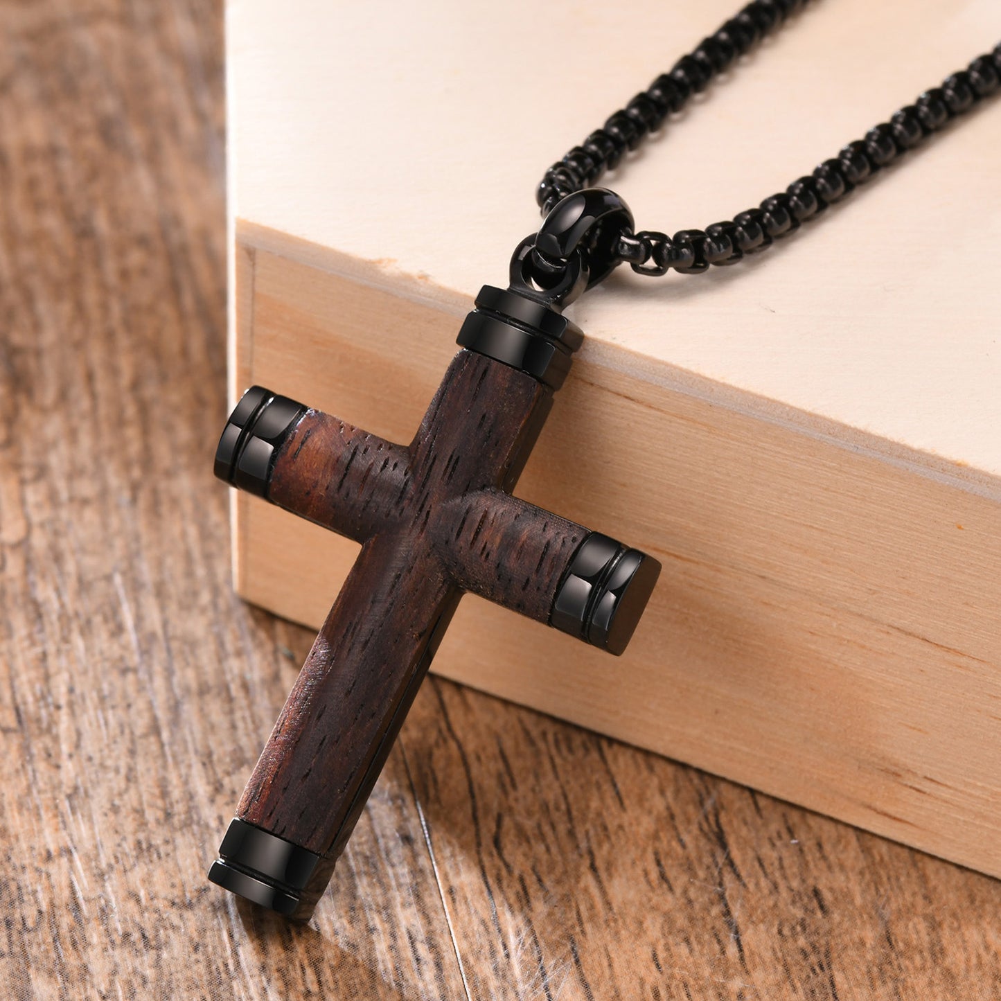 Pendant Titanium Steel Pear Wood Cross Pendant Men's Jewelry