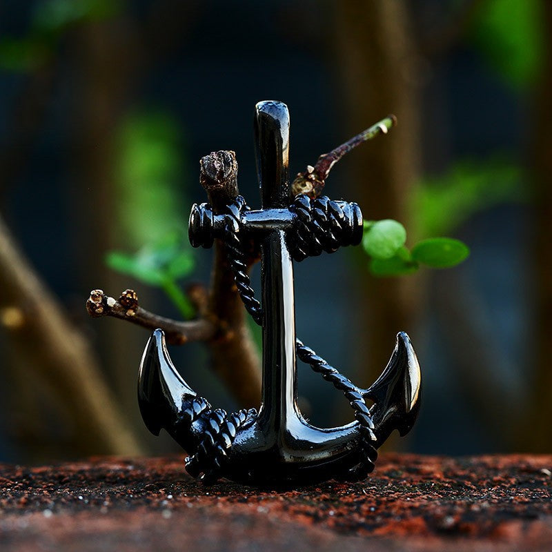 Retro Titanium Steel Boat Anchor Pendant for Men - Wholesale Jewelry