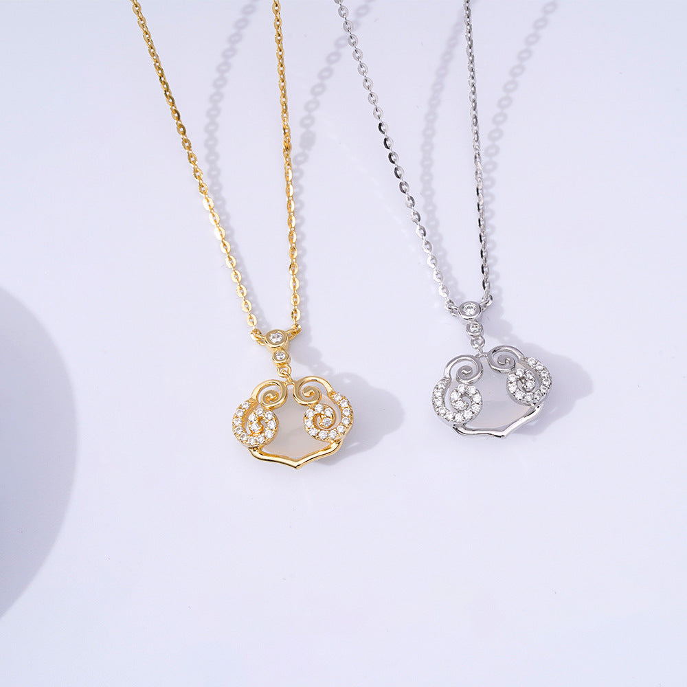 Xiangyun Ruyi Safe Lock S925 Sterling Silver Necklace Gift