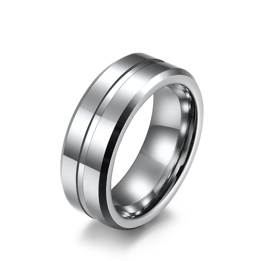 Cross-Border Amazon Tungsten Gold Men's Ring Direct Sales