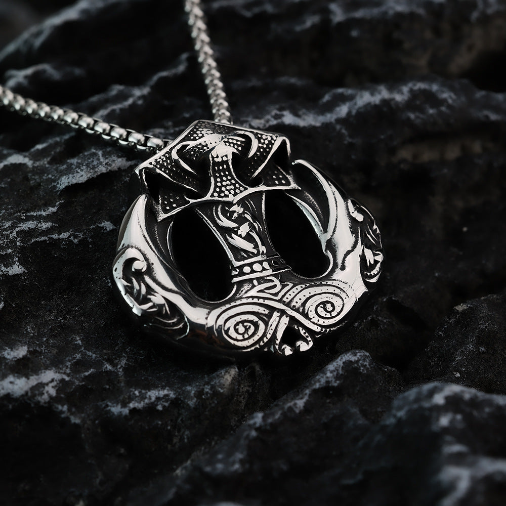 European and American Retro Jewelry Viking Thor Hammer Necklace