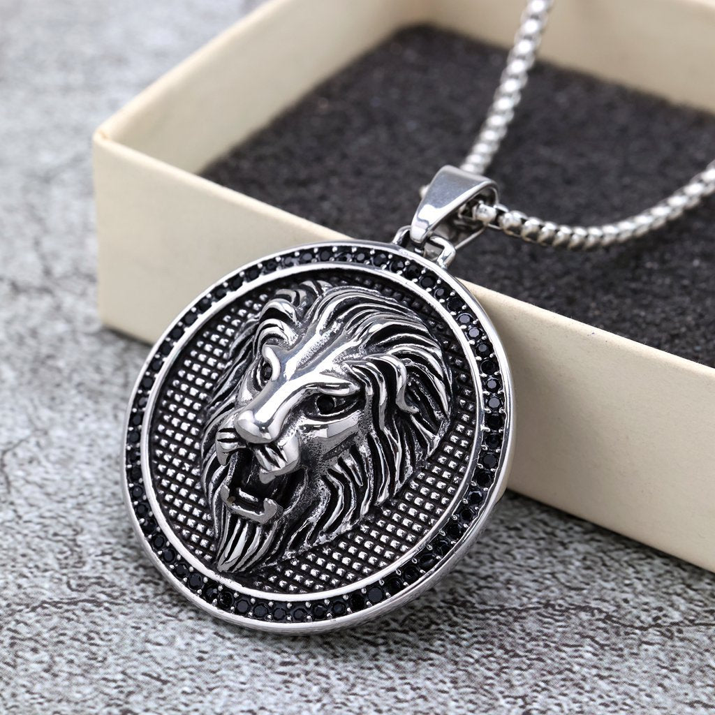 Vintage Lion Stainless Steel Men's Pendant Necklace