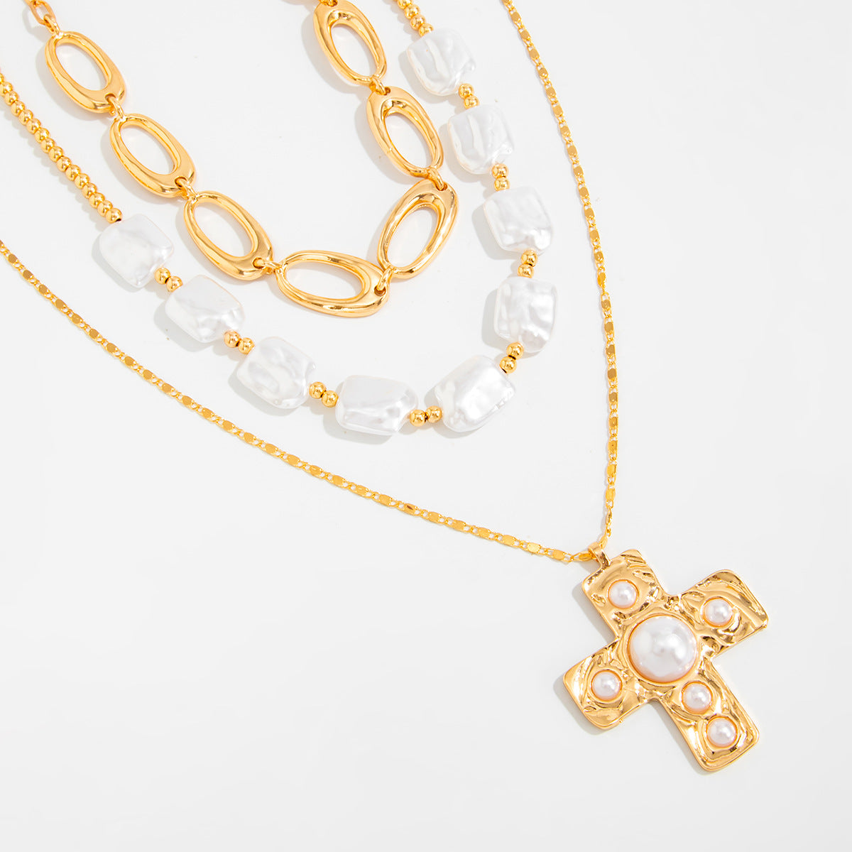 Punk Cross Pearl O-Link Necklace Collection