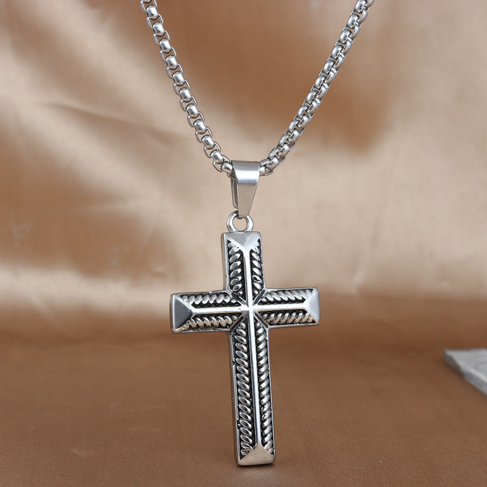 European And American Stainless Steel Cross Pendant For Men