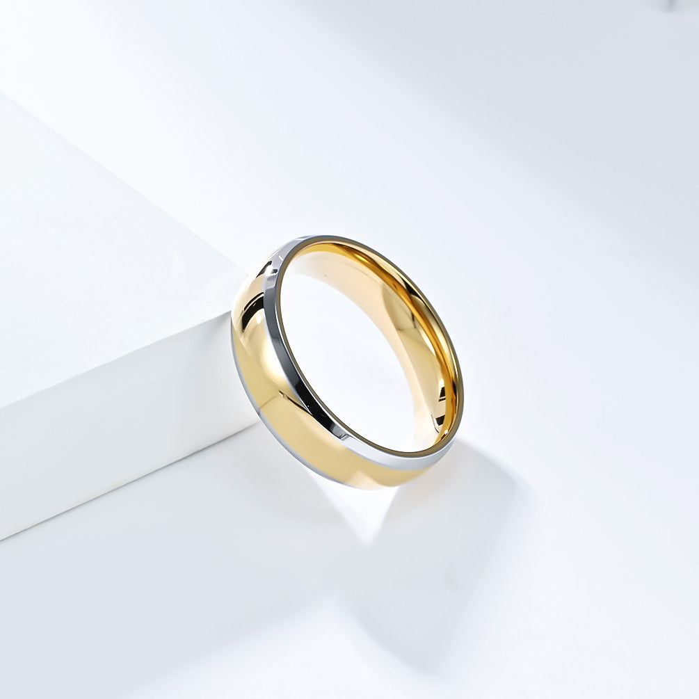Planderful Two Tone Stainless Steel Ring For Men Simple Smooth Design High Grade Everyday Jewelry