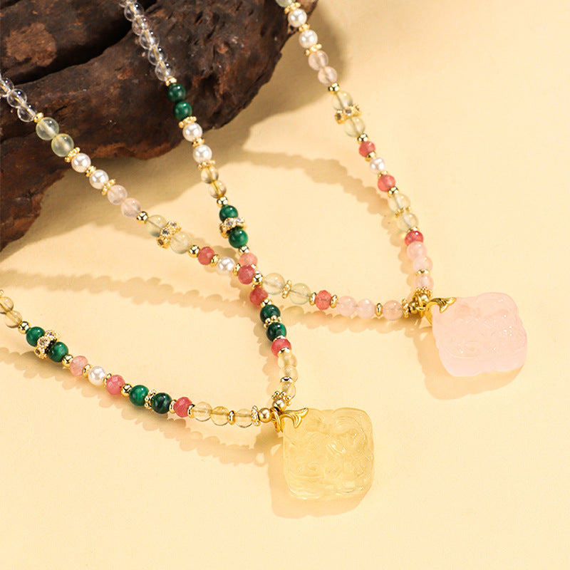 Aquamarine Crystal Pendant Necklace